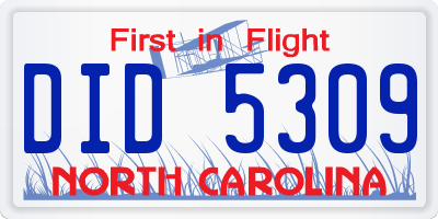 NC license plate DID5309