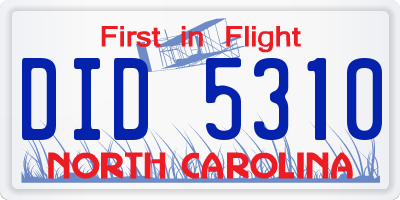 NC license plate DID5310