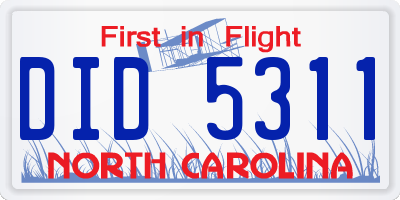 NC license plate DID5311