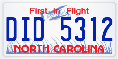 NC license plate DID5312