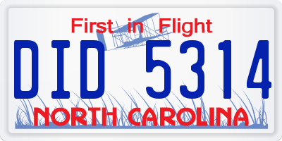 NC license plate DID5314