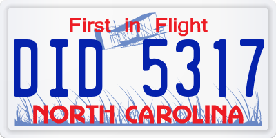 NC license plate DID5317