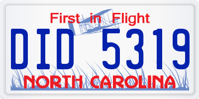 NC license plate DID5319