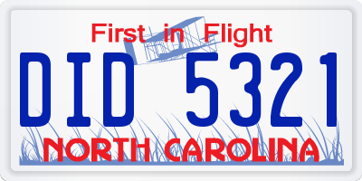 NC license plate DID5321