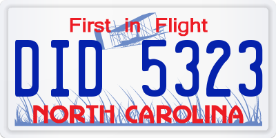 NC license plate DID5323