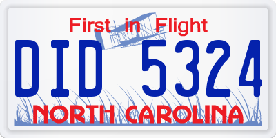 NC license plate DID5324