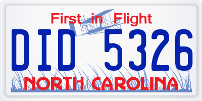 NC license plate DID5326