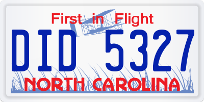 NC license plate DID5327