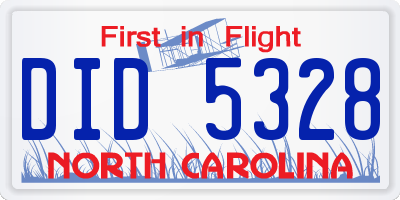 NC license plate DID5328