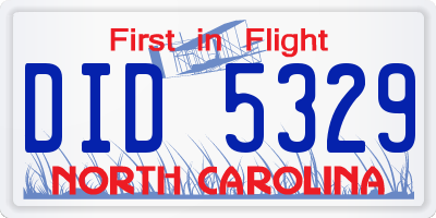NC license plate DID5329