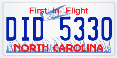 NC license plate DID5330