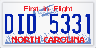 NC license plate DID5331