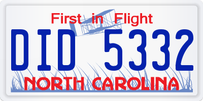 NC license plate DID5332