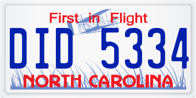 NC license plate DID5334