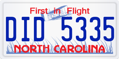 NC license plate DID5335