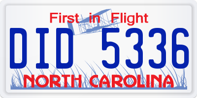 NC license plate DID5336