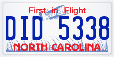 NC license plate DID5338