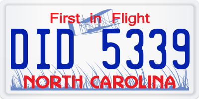 NC license plate DID5339