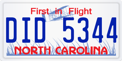 NC license plate DID5344