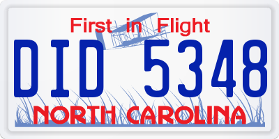 NC license plate DID5348