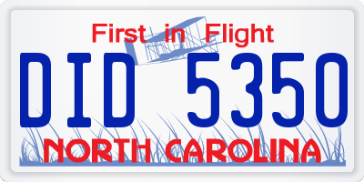 NC license plate DID5350