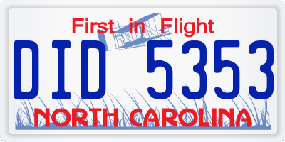 NC license plate DID5353