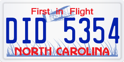 NC license plate DID5354