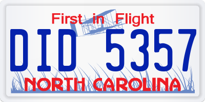 NC license plate DID5357