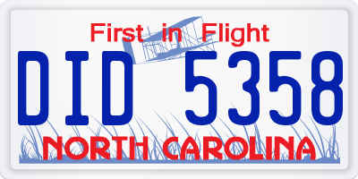 NC license plate DID5358