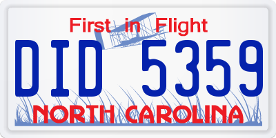 NC license plate DID5359