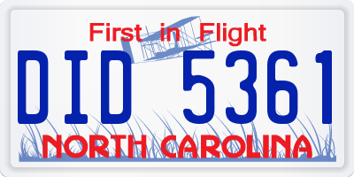 NC license plate DID5361