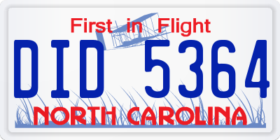 NC license plate DID5364