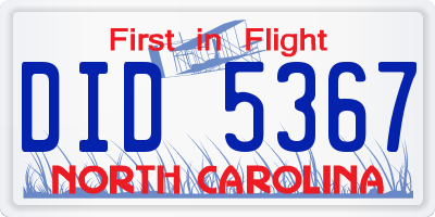 NC license plate DID5367