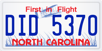 NC license plate DID5370