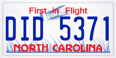 NC license plate DID5371