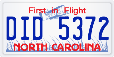 NC license plate DID5372