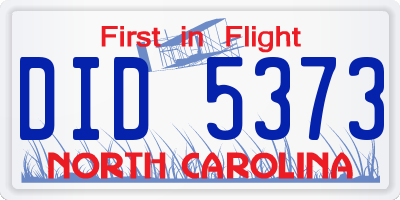 NC license plate DID5373