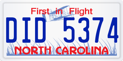 NC license plate DID5374