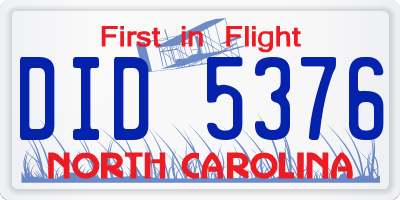 NC license plate DID5376