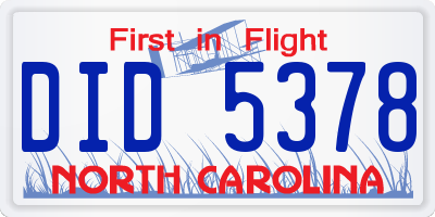 NC license plate DID5378