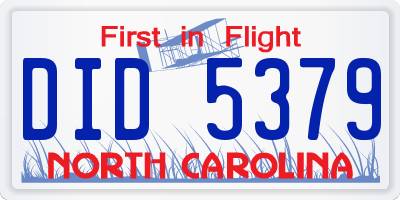 NC license plate DID5379