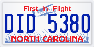 NC license plate DID5380