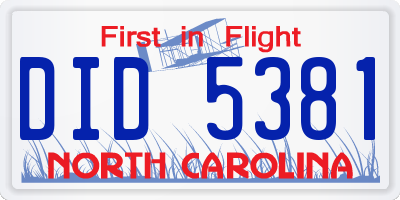 NC license plate DID5381