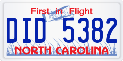 NC license plate DID5382