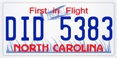 NC license plate DID5383
