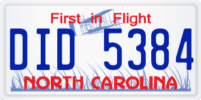 NC license plate DID5384