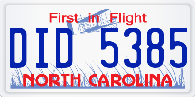 NC license plate DID5385