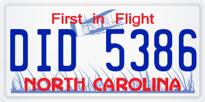 NC license plate DID5386