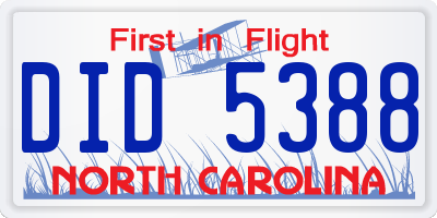 NC license plate DID5388