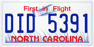 NC license plate DID5391
